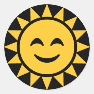 Smilande Sol Runt Klistermärke