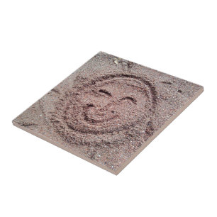 Smilande Sol, Sand Emoticon, Summer Emoji Kakelplatta