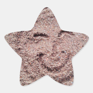 Smilande Sol, Sand Emoticon, Summer Emoji Stjärnformat Klistermärke
