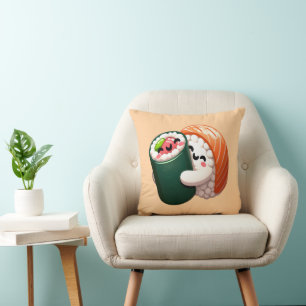 Smilande Sushi Hug Art för Food Älskare Kudde