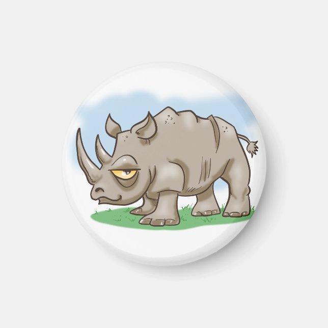 Smilande Tecknad Rhino Magnet (Framsidan)