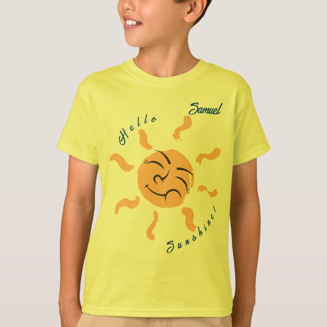 Smilande Tecknad Sunshine Anpassade Boy's T Shirt (Framsida)