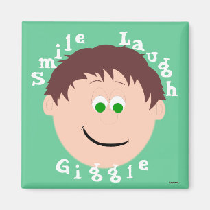 Smilda Ansikte Brown Hair Grönt Eyed Boy Magnet