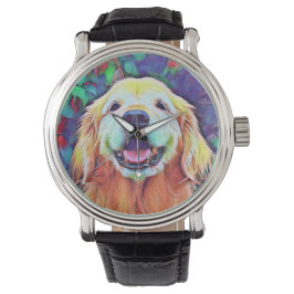 Smilda Golden Retriever Hund i Vibrant Färg Armbandsur