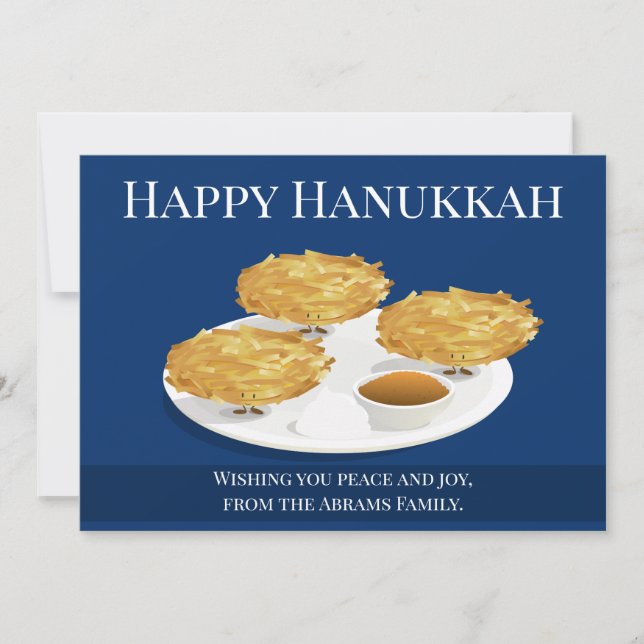 Smilda Latkes Tecknad Helgdag Hanukkah Julkort (Framsida)