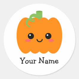 Smilda Pumpkin Ansikte Name Stickers för barn Runt Klistermärke