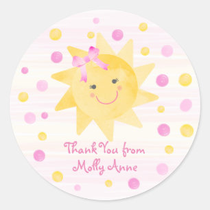 Smilda Sunshine Rosa Gult Dots Girly Tack Runt Klistermärke