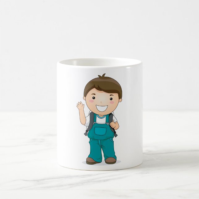 Smilde School Boy med ryggsäck Kaffemugg (Skapare uppladdad)