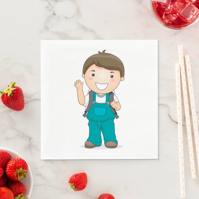 Smilde School Boy med ryggsäck Pappersservett (Skapare uppladdad)