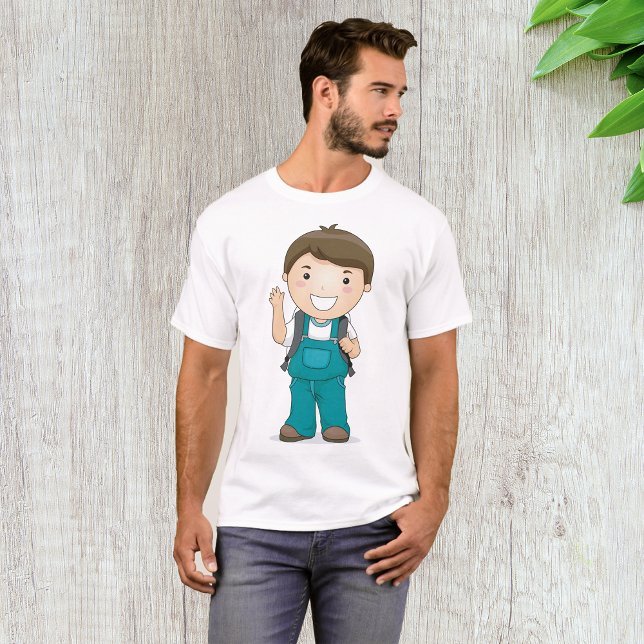 Smilde School Boy med ryggsäck T Shirt (Skapare uppladdad)