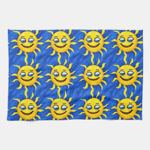 Smildrande Ansikte Sunny Sol Kökshandduk