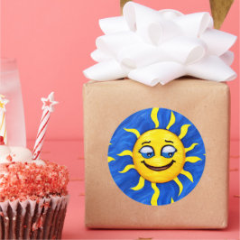 Smildrande Ansikte Sunny Sol Runt Klistermärke