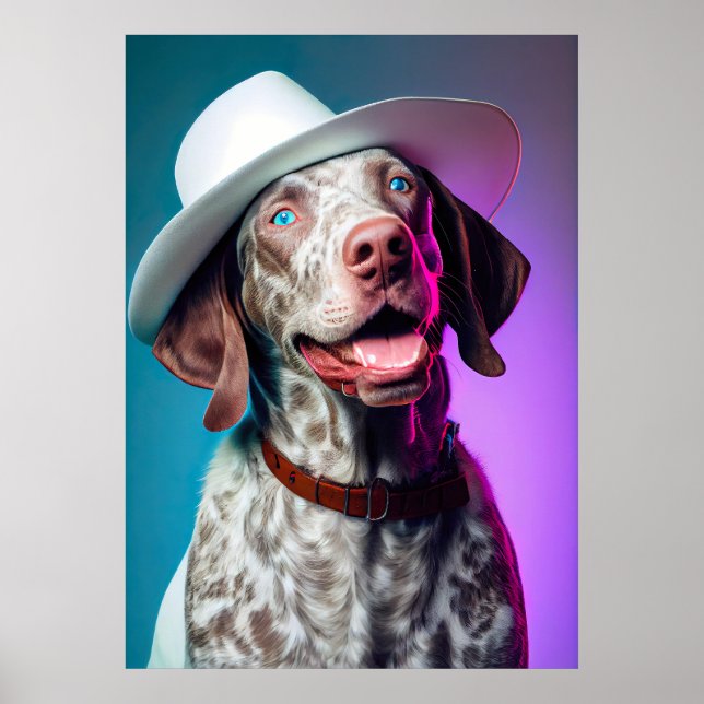 Smildrande av den tyska kortfristig pekaren Fedora Poster (Framsidan)