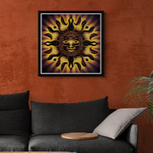 Smildrande av Guld Mandala Sol AI Art