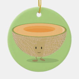 Smildrande Cantaloupe Fruit Food-jul Julgransprydnad Keramik