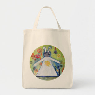 Smildrande Creauture Hug Sol Abstrakt Art Tote Bag Tygkasse