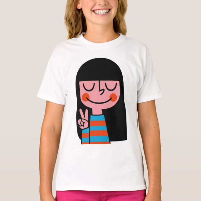 Smildrande flicka Power - Kids Art T Shirt (Framsida)