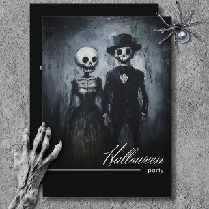 Smildrande Ghoul Couple Black & White Halloween fe Inbjudningar