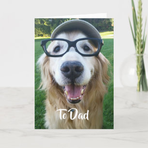 Smildrande Golden Retriever Fars dag Kort