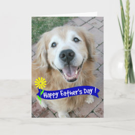 Smildrande Golden Retriever Fars dag Kort