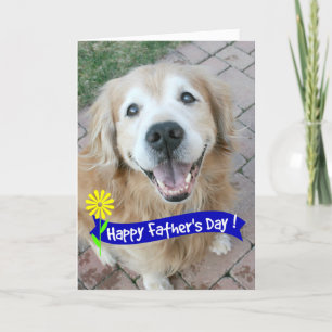 Smildrande Golden Retriever Fars dag Kort