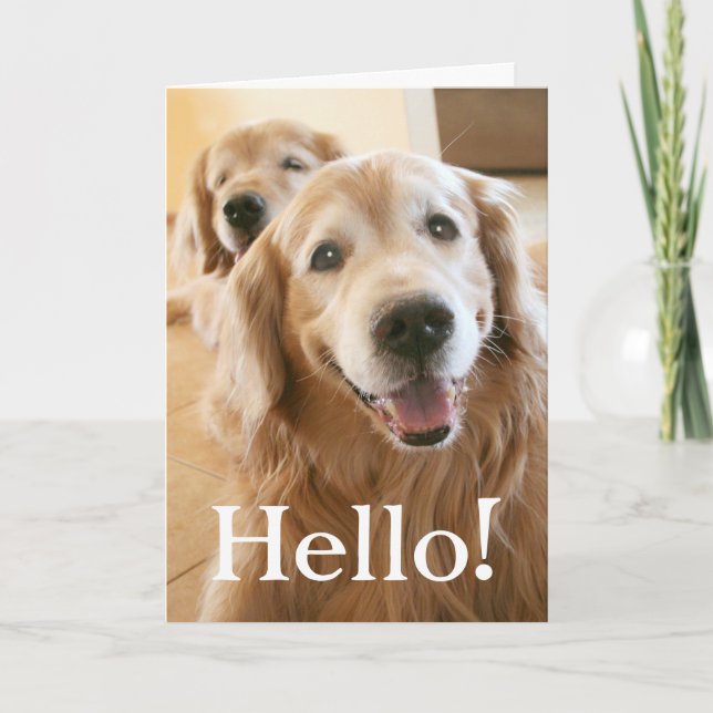 Smildrande Golden Retriever Hej Kort (Framsida)