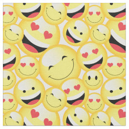 Smildrande Gult Emoji Ansikte Mönster Tyg