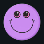 Smildrande Lila Emoji Ansikte Magnet<br><div class="desc">Den leende lila emoji ansikte på den här magneten har rosa ögon.</div>