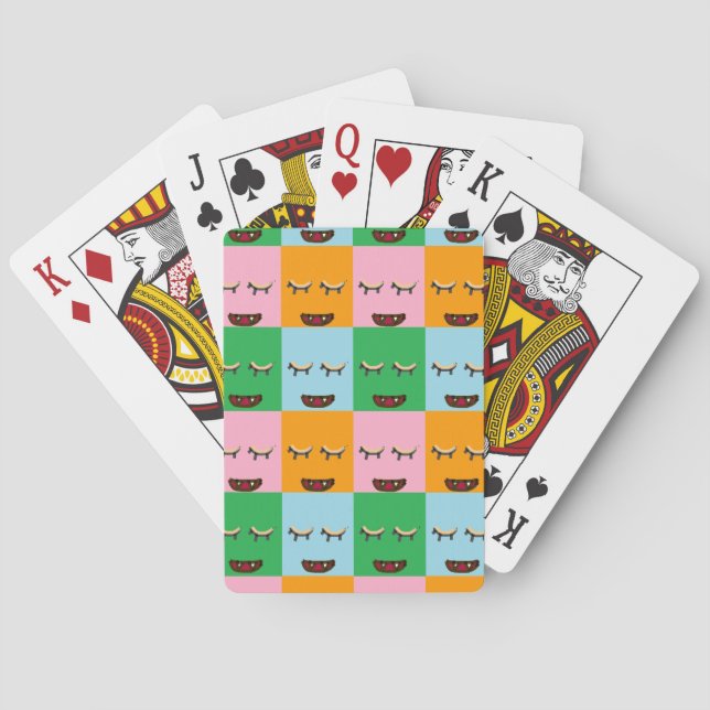 Smildrande monsterblock ansikte casinokort (Baksidan)