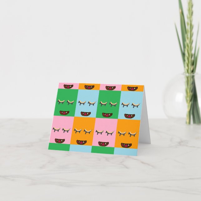 Smildrande monsterblock ansikte kort (Framsida)