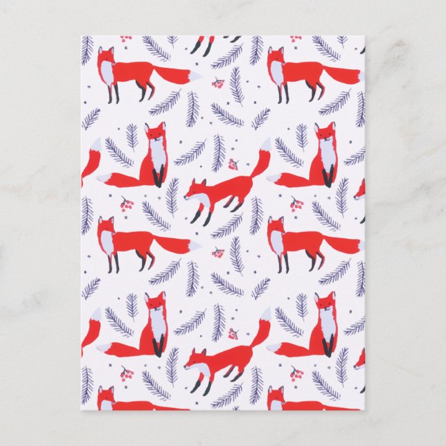 Smildrande skogskog Greenery Red Fox Vykort (Framsida)
