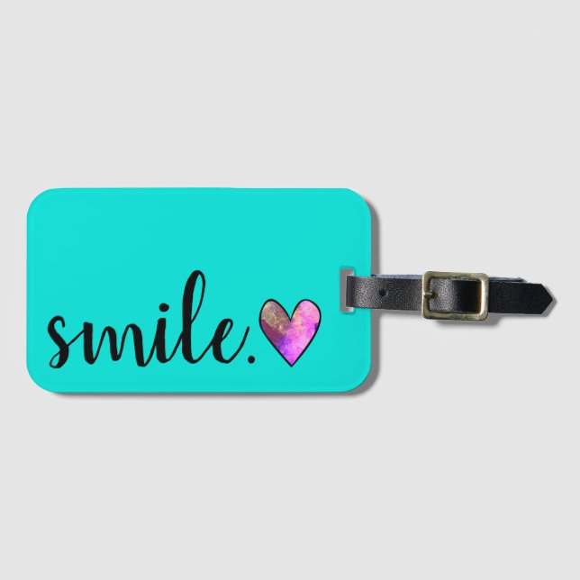 SMILE - Akvarellhjärta Bagagebricka (Framsida horisontal)