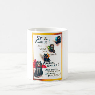Smile AMedan, svart katt, Louis Wain Kaffemugg