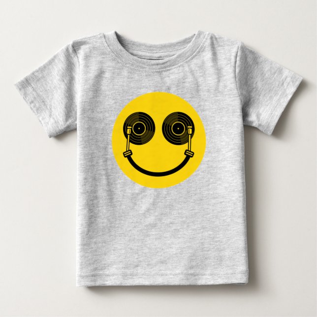 Smile ansikte Disk Jockey DJ T Shirt (Framsida)