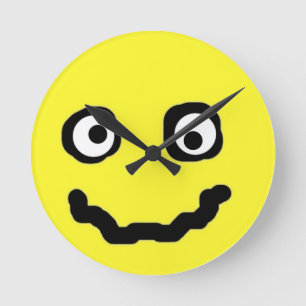 Smile Ansikte Funny Cute Gult Rund Klocka