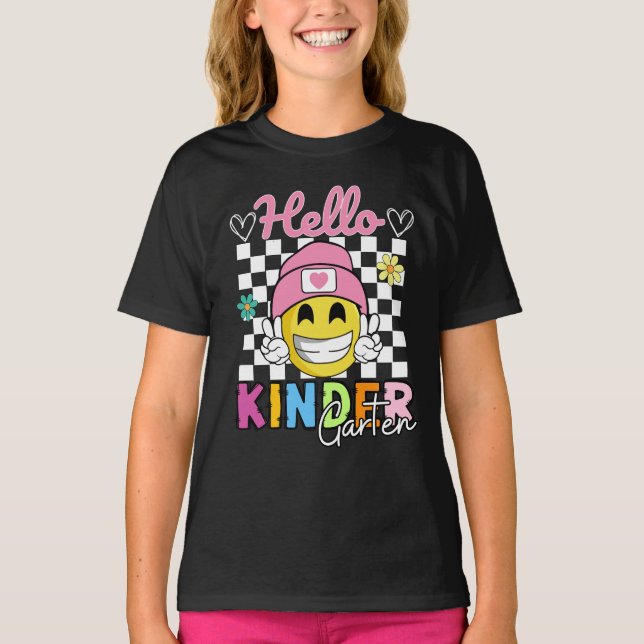 Smile Ansikte Hej Kindergarten Back to school T Shirt (Framsida)
