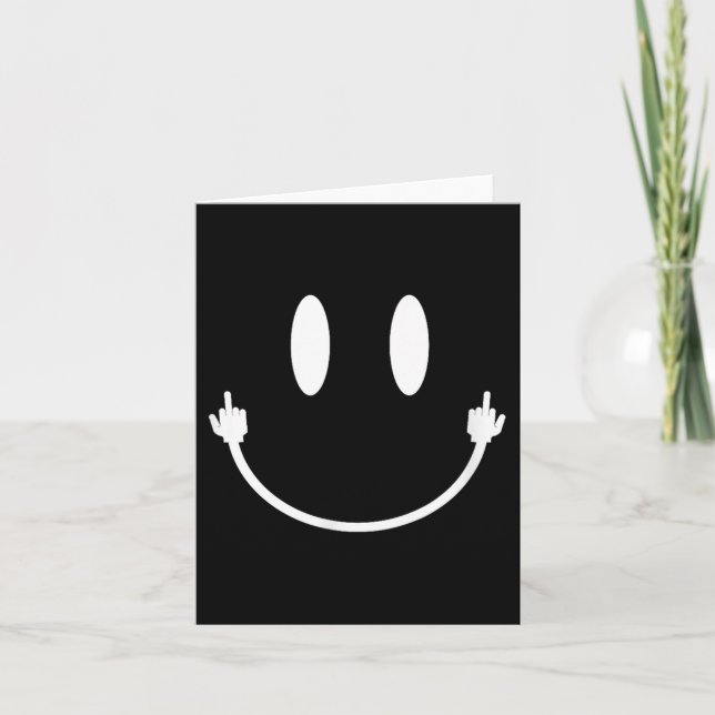 Smile Ansikte Mitten Finger Hand Funny Sarcasm Mem Kort (Framsida)