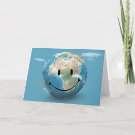 Smile Ansikte på Earth Globe Kort
