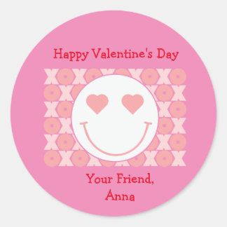 Smile Ansikte Personlig Valentine Party Sticker Runt Klistermärke