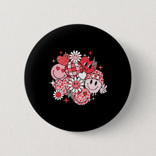 Smile Ansikte Valentines day Vibes Leopard Flower Knapp