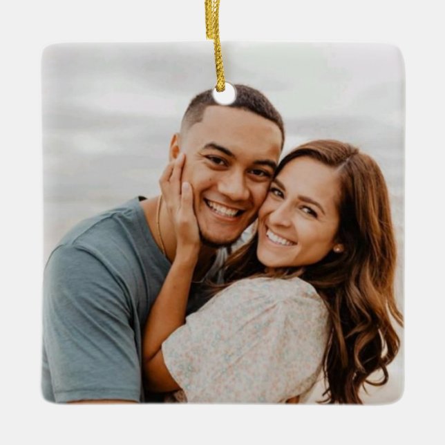 Smile är kärlek, jul bröllop julgransprydnad keramik (Framsida)