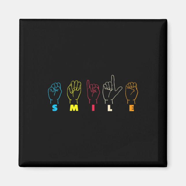 Smile ASL Alphabet American Sjunga Language ASL Te Magnet (Framsidan)