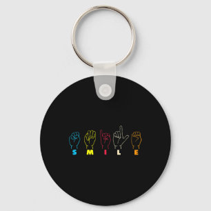 Smile ASL Alphabet American Sjunga Language ASL Te Nyckelring