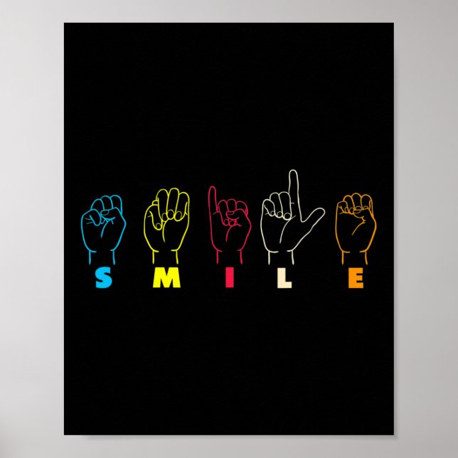 Smile ASL Alphabet American Sjunga Language ASL Te Poster (Framsidan)