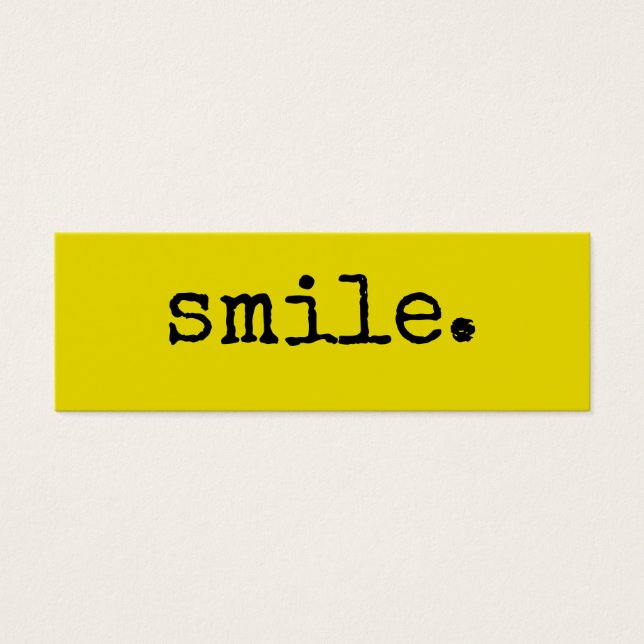 Smile Black Gult Typography Litet Visitkort (Framsidan)