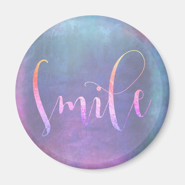 Smile Blue Rosa ros Grått Ombre Encouragement Magnet (Framsidan)