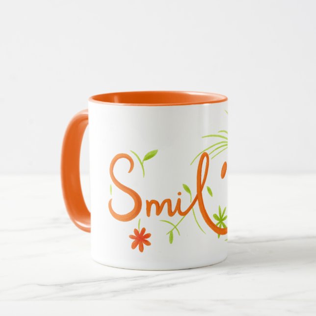 Smile Borste Stil Linjekonst | Combo Mugg (Framsida vänster)