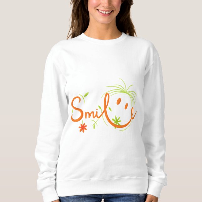 Smile Borste Stil Linjekonst | Kvinnors Tröja (Framsida)