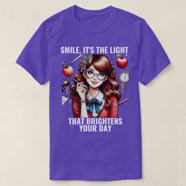 Smile Bright Funny Math Teacher Back to school 2 T Shirt (Design framsida)