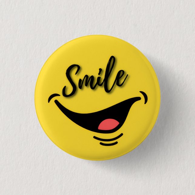 Smile 😊 | Cheerful Yellow Badge | Positive Vibes Knapp (Framsida)